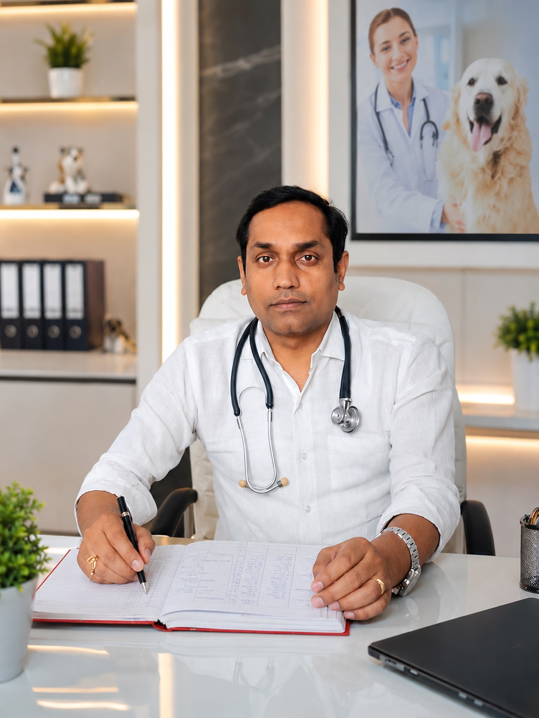 Friendly Doctor with Happy Pets
